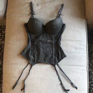 Etam Lingerie Padded Black Lace Suspender Corset